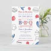 Bun in het Baby shower Oven Red White Couples Kaart (Staand voorkant)