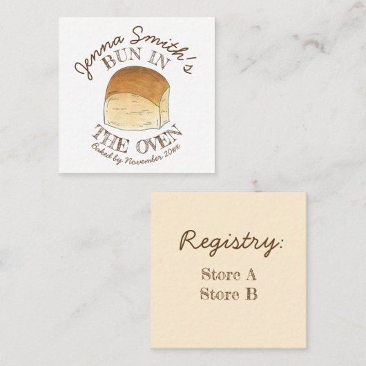 Bun in het Baby shower van het ongebluste brood Informatiekaartje (Voorkant / Achterkant)