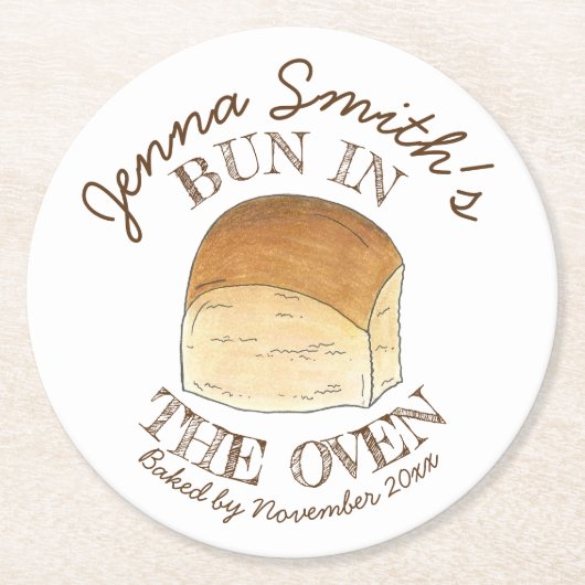 Bun in het Baby shower van het ongebluste brood Ronde Kartonnen Onderzetter (Voorkant)