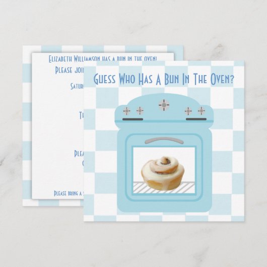 Bun in het Oven Baby Blue Baby shower Kaart (Voorkant / Achterkant)