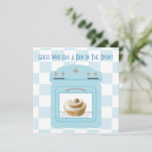 Bun in het Oven Baby Blue Baby shower Kaart (Staand voorkant)