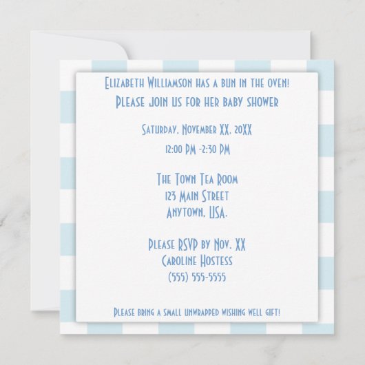 Bun in het Oven Baby Blue Baby shower Kaart (Achterkant)