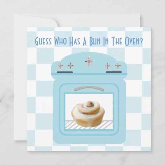 Bun in het Oven Baby Blue Baby shower Kaart (Voorkant)