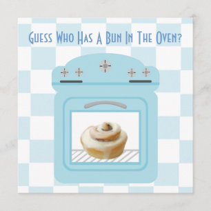 Bun in het Oven Baby Blue Baby shower Kaart