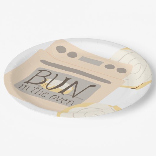 Bun in het Oven Baby shower Papieren Bordje (Gekanteld)