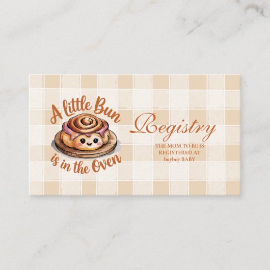 Bun in het Oven Baby shower Registry Informatiekaartje (Voorkant)