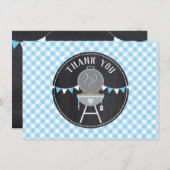 Bun in het Oven BabyQ Baby shower Blue Chalkboard Bedankkaart (Voorkant / Achterkant)