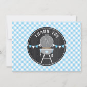 Bun in het Oven BabyQ Baby shower Blue Chalkboard Bedankkaart (Voorkant)