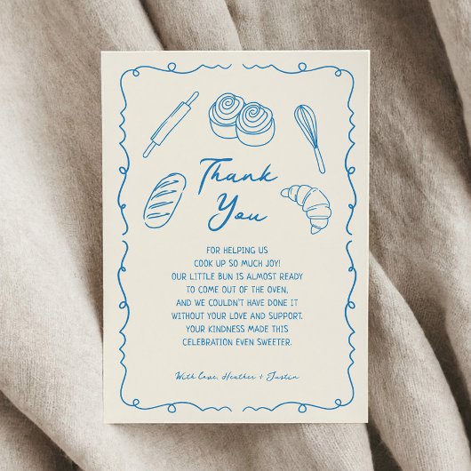 Bun in het Oven Bakery Baby shower Bedankkaart