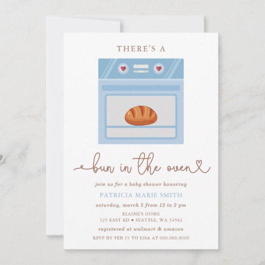 Bun in het Oven Blue Baby Boy Baby shower Kaart (Voorkant)