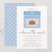 Bun in het Oven Blue Baby Boy Baby shower Kaart (Voorkant / Achterkant)