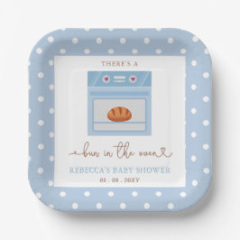 Bun in het Oven Blue Baby Boy Baby shower Papieren Bordje