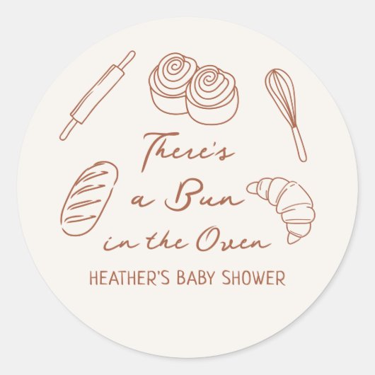 Bun in het Oven Bread Bakery Baby shower Ronde Sticker (Voorkant)