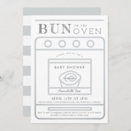 Bun in het Oven Grey Baby shower Kaart