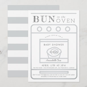 Bun in het Oven Grey Baby shower Kaart