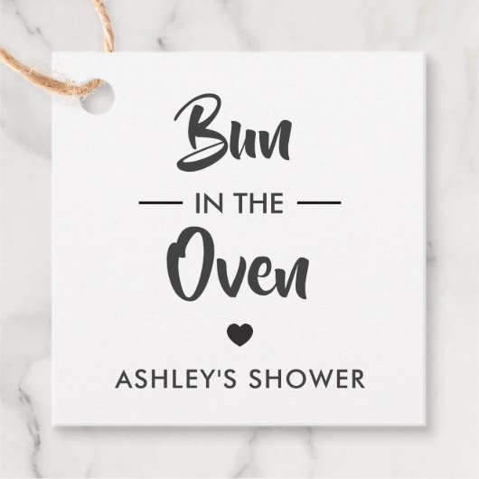 Bun in het Oven Label, Baby shower Gift Label, Kra Bedankjes Labels (Voorkant)
