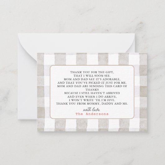 Bun in het ovengebak Baby shower Dank u Notitiekaartje (Achterkant)