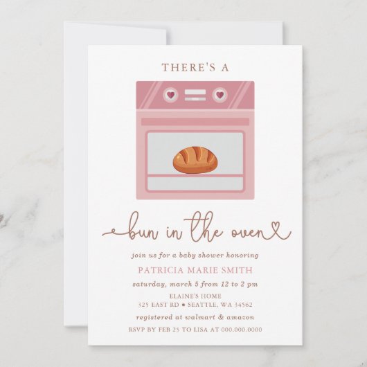 Bun in het ovenroze baby meisje Baby shower Kaart (Voorkant)