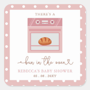 Bun in het ovenroze baby meisje Baby shower Vierkante Sticker