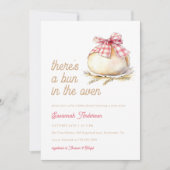 Bun in het ovenroze Gingham Bow Baby shower Kaart (Voorkant)