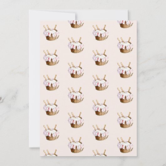 Bun in het ovenroze Gingham Bow Baby shower Kaart (Achterkant)