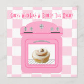 Bun in het roze Baby shower van de Oven Baby Girl Advieskaart (Voorkant)