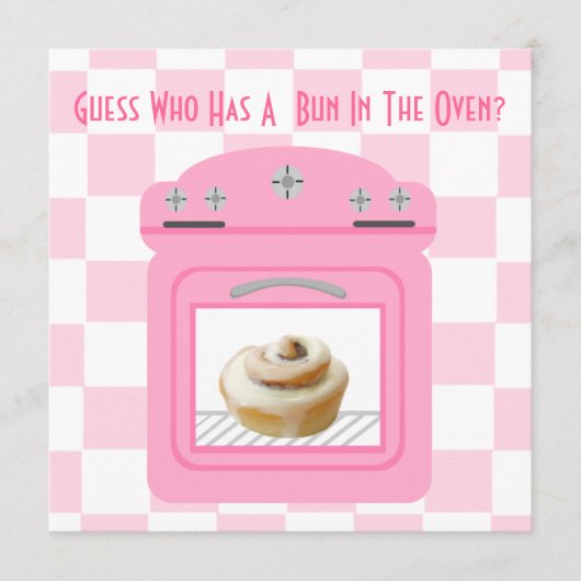Bun in het roze Baby shower van de Oven Baby Girl Advieskaart (Voorkant)