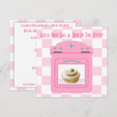 Bun in het roze Baby shower van de Oven Baby Girl Advieskaart (Voorkant / Achterkant)