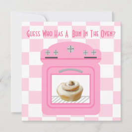 Bun in het roze Baby shower van de Oven Baby Girl Advieskaart