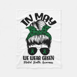 BUN In mei Draag we Green Mental Health Awareness Fleece Deken