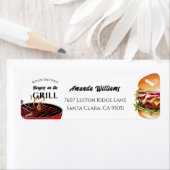 Bun in Oven BBQ Burger Grill Baby shower Adres Etiket (Insitu)