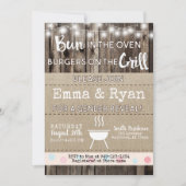 Bun in Oven BBQ Burlap Wood Gender onthulling Kaart (Voorkant)