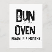 Bun in Oven Ready 7 maanden Zwangerschap Aankondig Briefkaart (Voorkant)
