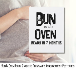 Bun in Oven Ready 7 maanden Zwangerschap Aankondig Briefkaart