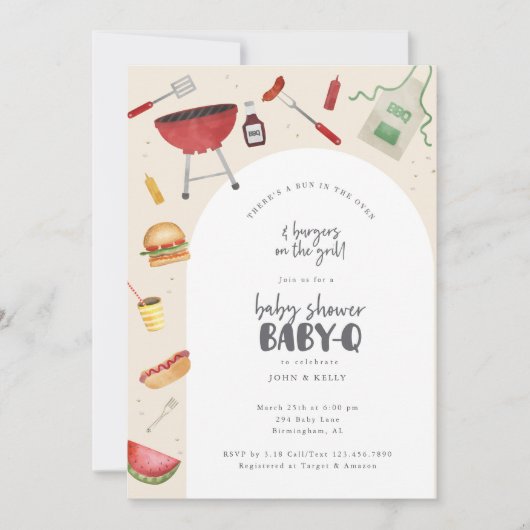 Bun in the Oven Baby shower BabyQ Invitation Kaart (Voorkant)