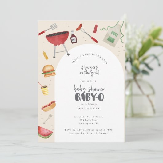 Bun in the Oven Baby shower BabyQ Invitation Kaart (Staand voorkant)