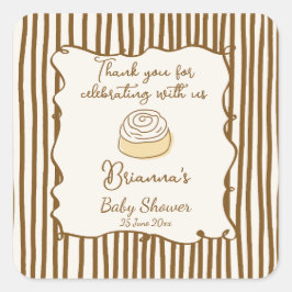 Bun in the oven baking baby shower favor vierkante sticker
