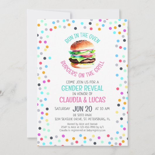 Bun in the Oven BBQ Gender Reveal Kaart (Voorkant)
