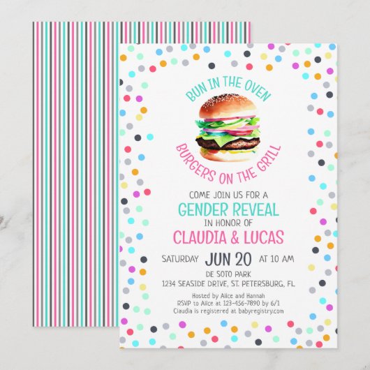 Bun in the Oven BBQ Gender Reveal Kaart (Voorkant / Achterkant)