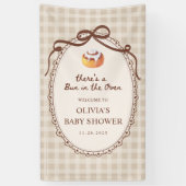 Bun in the Oven Gingham Bakery Baby Shower Welcome Spandoek (Verticaal)