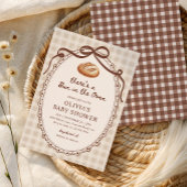 Bun in the Oven Gingham Sourdough Baby Shower Kaart