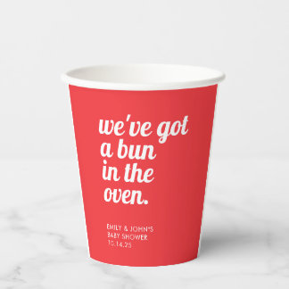 Bun In The Oven Moderne Minimalistische Rode Babyb Papieren Bekers