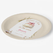 Bun In The Oven Pink Gingham Bow Baby Shower Papieren Bordje (Gekanteld)