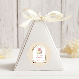 Bun In The Oven Pink Gingham Bow Baby Shower Ronde Sticker