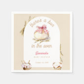 Bun In The Oven Pink Gingham Bow Baby Shower Servet (Voorkant)