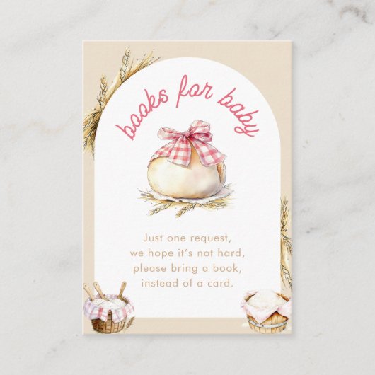 Bun In The Oven Pink Gingham Bow Books For Baby Informatiekaartje (Voorkant)