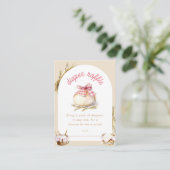 Bun In The Oven Pink Gingham Bow Diaper Raffle Informatiekaartje (Staand voorkant)