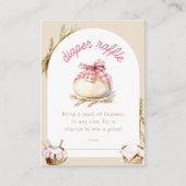 Bun In The Oven Pink Gingham Bow Diaper Raffle Informatiekaartje (Voorkant)
