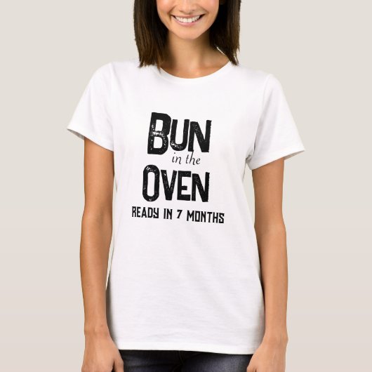 Bun in the Oven Ready in 7 maanden zwangerschap T-shirt (Voorkant)