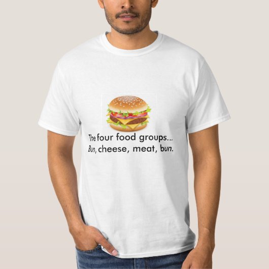 Bun, kaas, vlees, bonen, Mannen, grafisch T T-shirt (Voorkant)